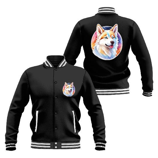 Siberian Husky Watercolor Baseball Jackets