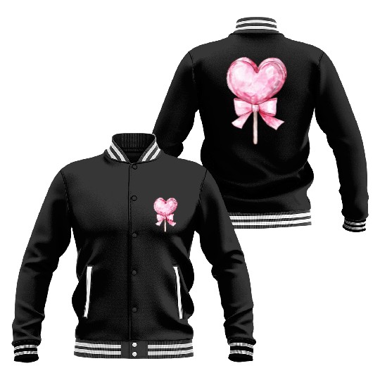 Lollipop with a pink bow Baseball Jackets