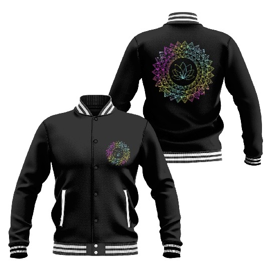 Retro Colorful Lotus Zen Meditation Baseball Jackets