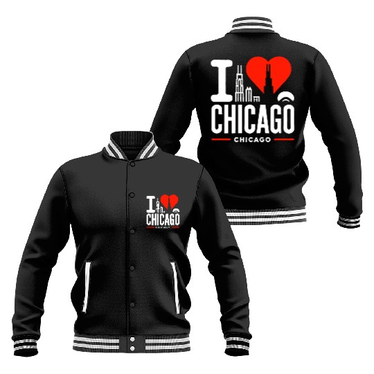 I Love Chicago The Windy City Chi-Town Baseball Jackets