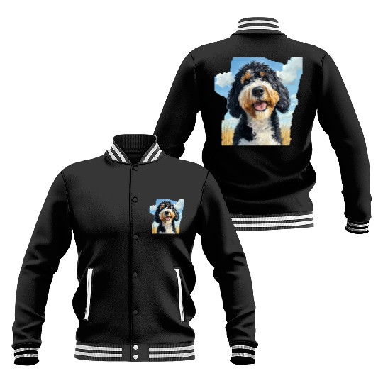 Bernedoodle Field Nature Bernedoodle Watercolor Baseball Jackets