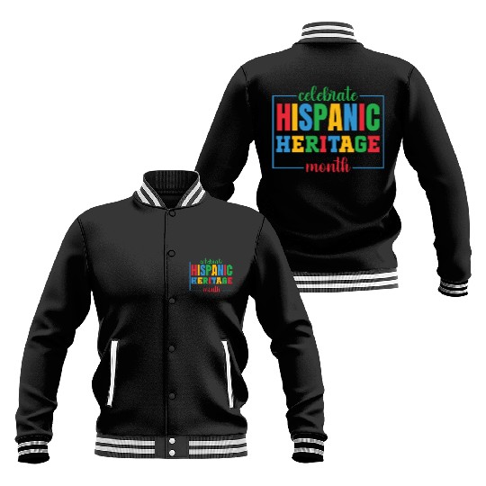 Hispanic heritage month colorful text image colorf Baseball Jackets