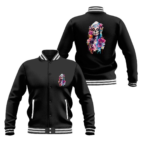 Santa Muerte Saint Mexican Folklore Dead Skull Baseball Jackets