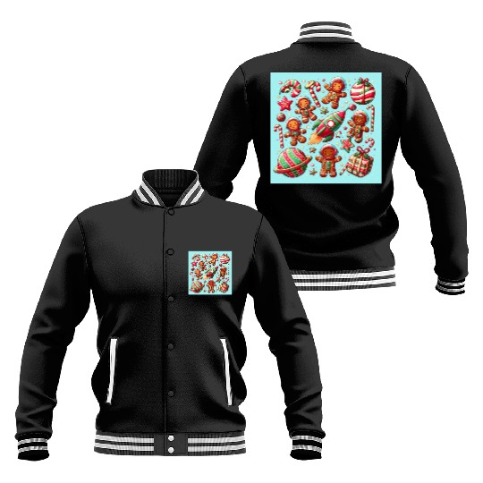 Gingerbread spaceship christmas Baseball Jackets