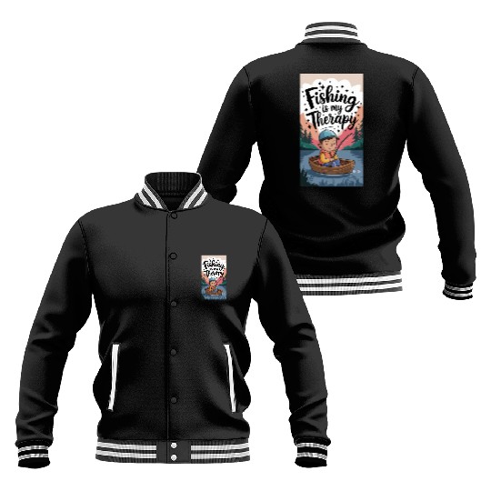 Fishing Is My Therapy – Relaxing Fishing Artwork Baseball Jackets