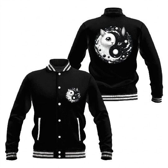 Ying and Yang Cats Asian Meditation Gift Idea Baseball Jackets