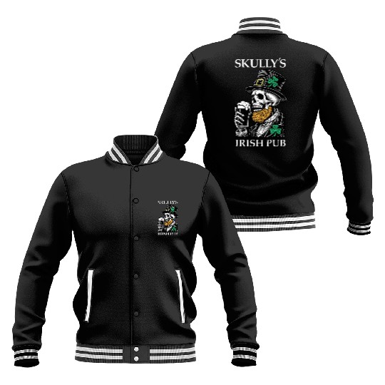 Skully's Irish Pub Skull St. Patrick's Day 2025 Sh Baseball Jackets