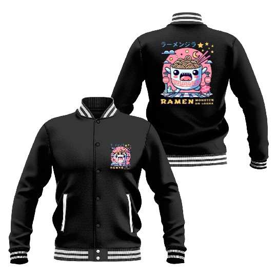 Ramenzilla Cute Kawaii Ramen Monster Baseball Jackets