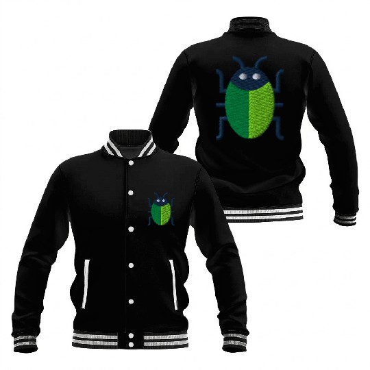 Green bug embroidered Baseball Jackets