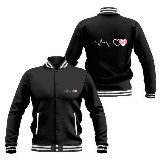 Lesbian Heartbeat Floral Flag Heart Pride Baseball Jackets
