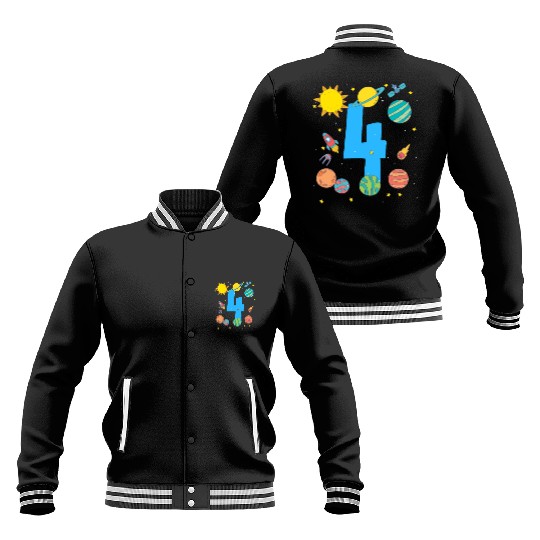 Birthday Space Number Four Adventure Baseball Jackets