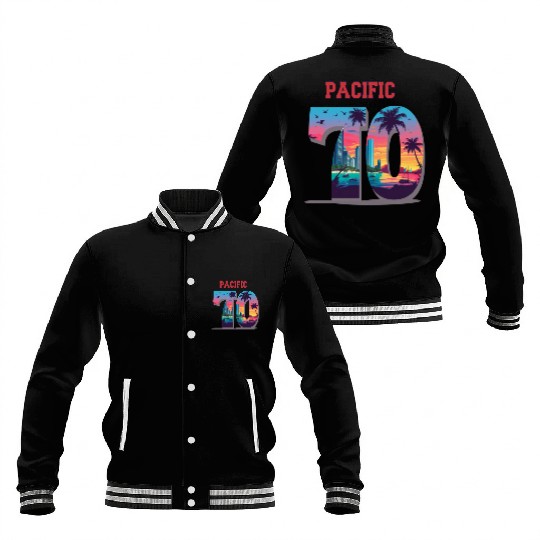PACIFIC 70 – Tropical City Sunset Varsity Art Baseball Jackets