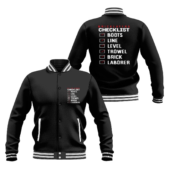 Bricklayer Checklist Boots Line Level Trowel Brick Baseball Jackets