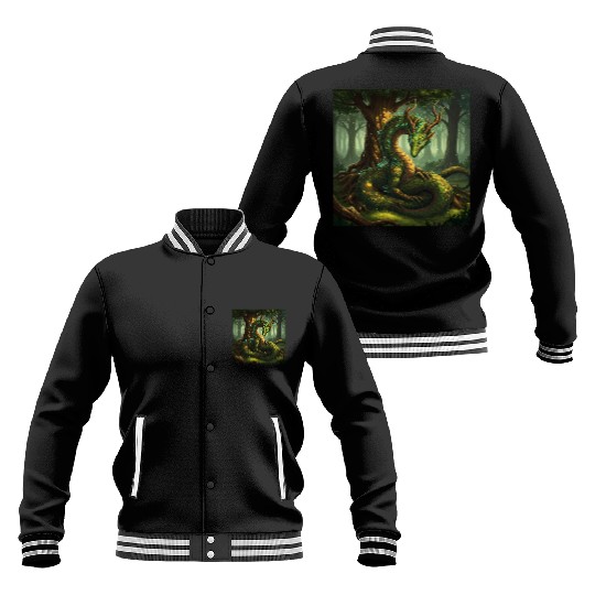 Enchanted Forest Serpent Design Baseball Jackets