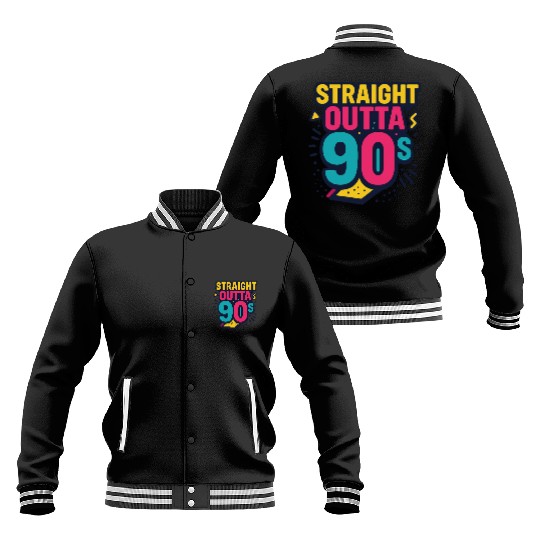 Straight Outta 90s Retro Neon Throwback Baseball Jackets