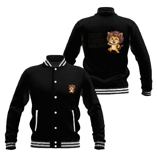 Cute Cartoon Lion with Bold Slogan Baseball Jackets