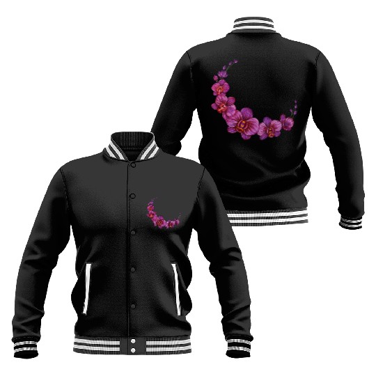 Violet Moon Orchid Flower branch illustration Baseball Jackets