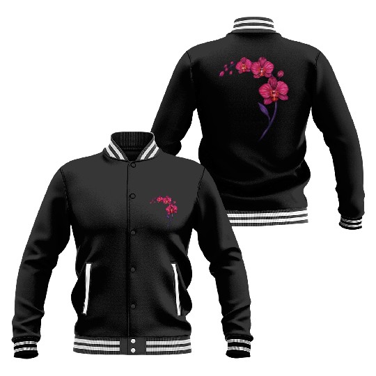 Elegant Violet Pink Orchid Flower Branch Design Baseball Jackets