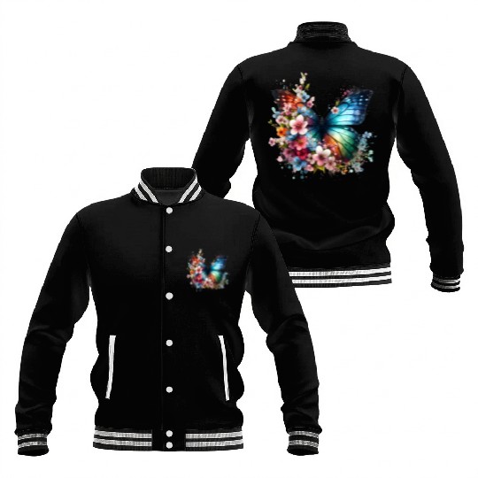 Colorful Butterfly Blossom Fusion Baseball Jackets