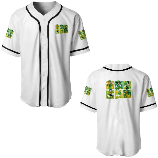 Disney Mouse & Friends St Patricks Day Baseball Jerseys, Disney Mickey Baseball Jerseys, Disney St Patrick's Day