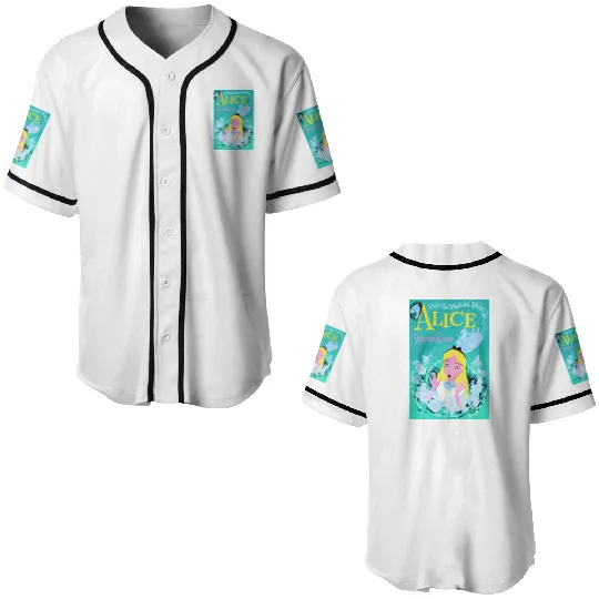 Disneyland Art, Alice in Wonderland, Disneyland Alice, Fantasyland, Vintage Disneyland Poster Baseball Jerseys