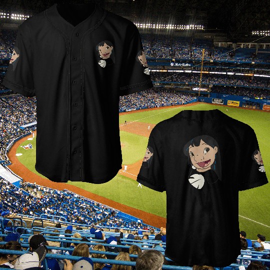 Disney Lilo Stitch Lilo Big Face Red Shirt Smile Baseball Jerseys