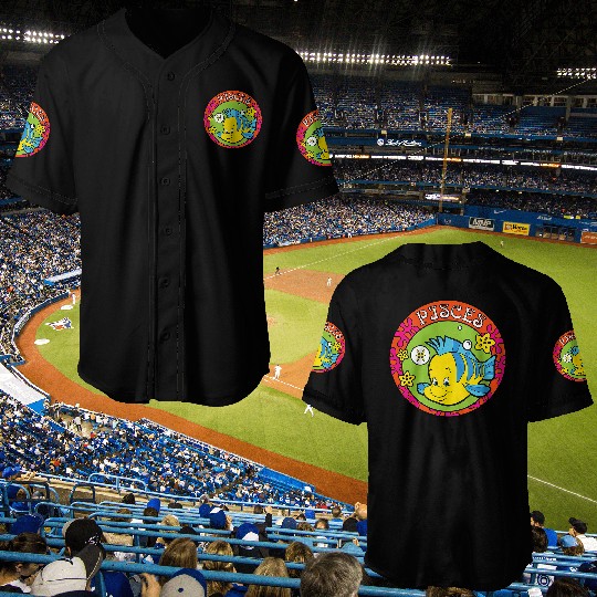 Disney The Little Mermaid Flounder Zodiac Pisces Retro Baseball Jerseys