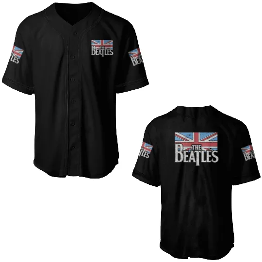 Vintage Baseball Jerseys - The Beatles Unisex Top Drop T Logo & Vintage Flag Classic Rock Retro Baseball Jerseys