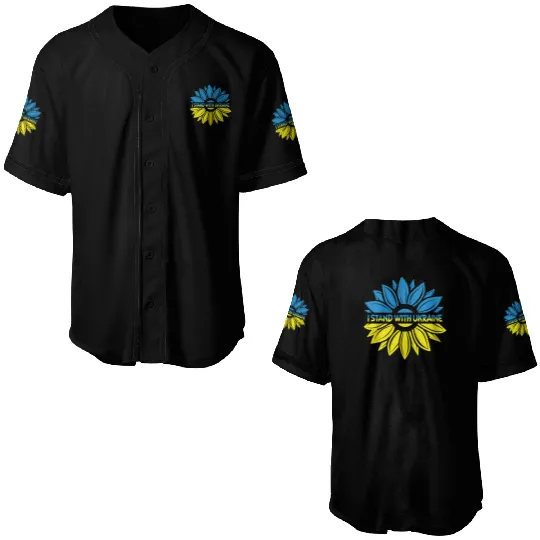 I Stand With Ukraine Sunflower Ukrainian Flag Baseball Jerseys