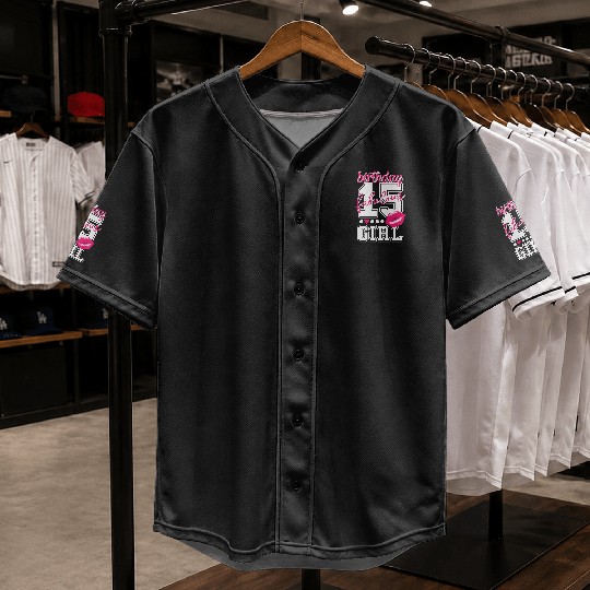 15th birthday girl sweet pink princess kiss Baseball Jerseys