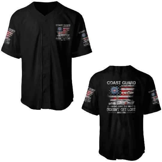 Coast Guard Veteran USCG American Flag Veterans Baseball Jerseys