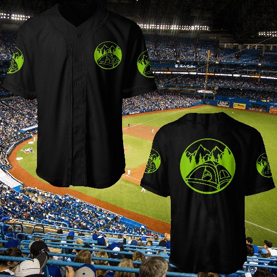 circle mountains camping forest Baseball Jerseys