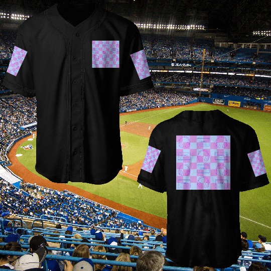 1980's Music Checkerboard - blue and purple Baseball Jerseys