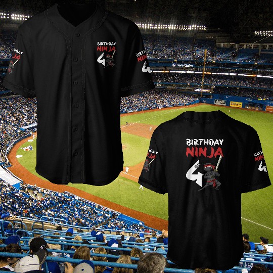 Birthday Party 4 Years Old Japanese Ninja Birthday Baseball Jerseys