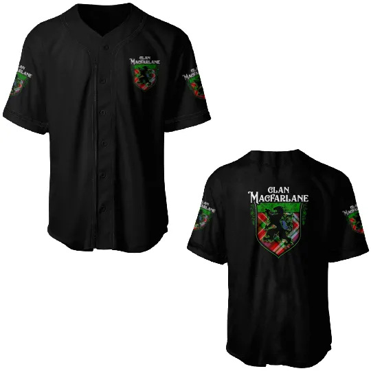 Clan MacFarlane Scottish Tartan Rampant Lion Baseball Jerseys