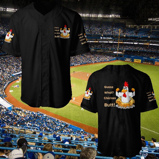 Funny Guess What? Chicken Butt! White Design Baseball Jerseys