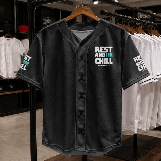 Rest and chill winter vibes snow inspiration quote Baseball Jerseys