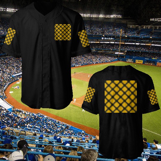 Tartan Touch A Yellow and Black Pattern Baseball Jerseys