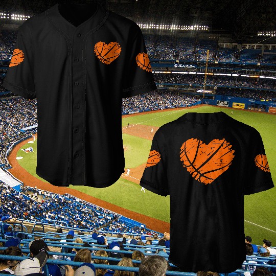 I Love Basketball with Heart Shape Baseball Jerseys