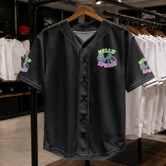 Hello Spring Bike Ride Beautiful Weather Baseball Jerseys