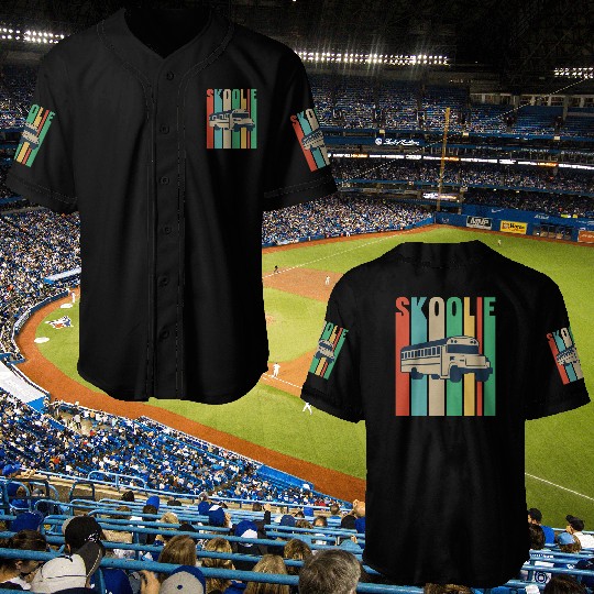 Skoolie Design For A School Bus Lover Baseball Jerseys
