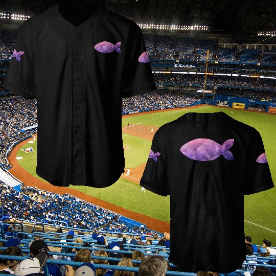 Fish purple watercolor Baseball Jerseys