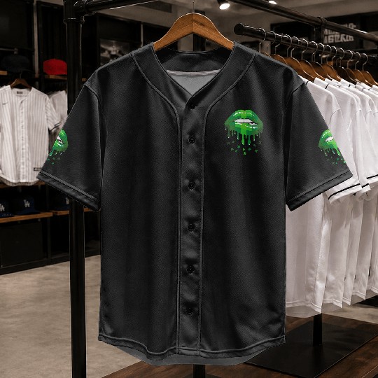 Dripping Green St Pattys Day Irish Lips Baseball Jerseys