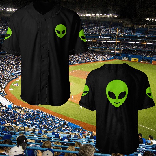 Alien. Green Alien head Baseball Jerseys
