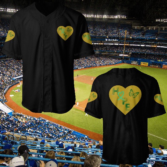 Liver Cancer Hope & Butterly Heart Green/Yellow Baseball Jerseys
