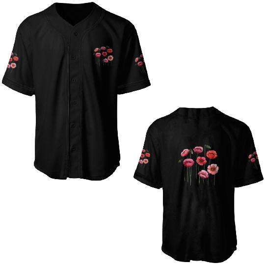 Poppies, spring bloomers, summer, flower, vintage. Baseball Jerseys