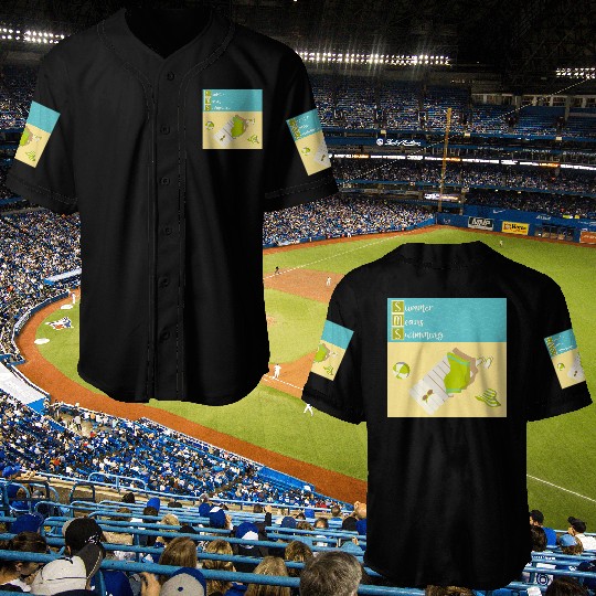 Summer means swimming beach scene Baseball Jerseys