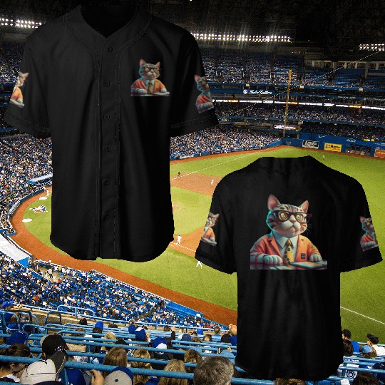 3D Business Cat Analyzes Charts - Design Baseball Jerseys