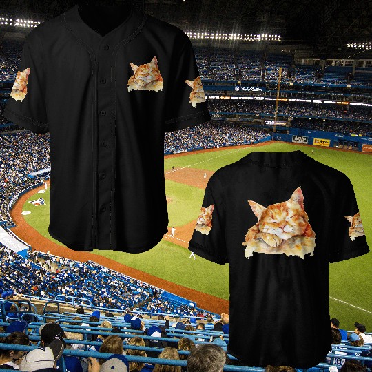 cute happy funny cat for cat lover Baseball Jerseys