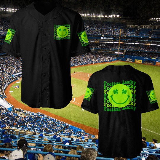 Irish Clover Feeling Lucky Smiling Face Baseball Jerseys